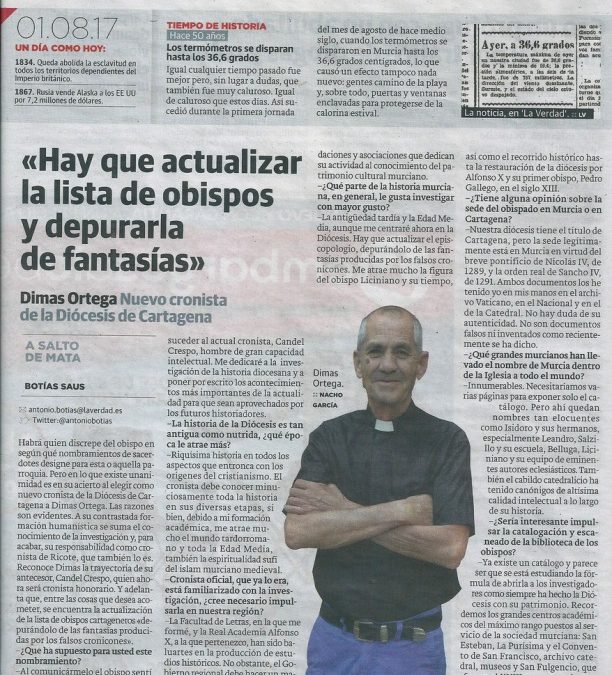 NUEVO CRONISTA OFICIAL DE LA DIÓCESIS DE CARTAGENA